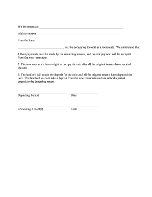Tenants Request to Remove Roommate from Lease