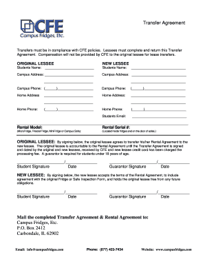 Campus Fridges Transfer Agreement