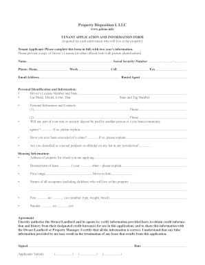 Tenant Application and Information Form
