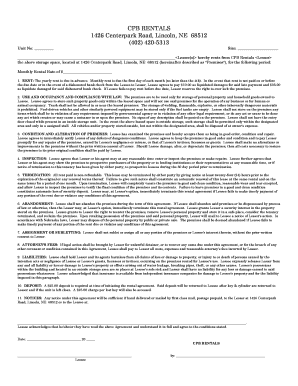 Storage Unit Rental Agreement