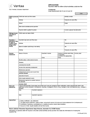 Payment Relief Application for After-School Activities