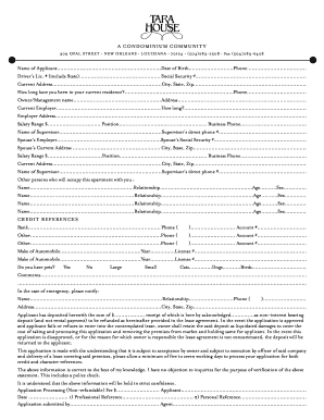 Condominium Rental Application