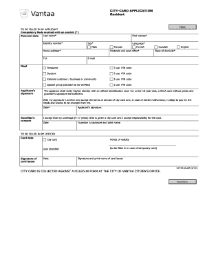 City Card Application Form