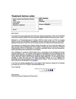 Treatment Advice Letter for Pulmonary Arterial Hypertension