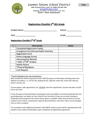 California Student Registration Checklist