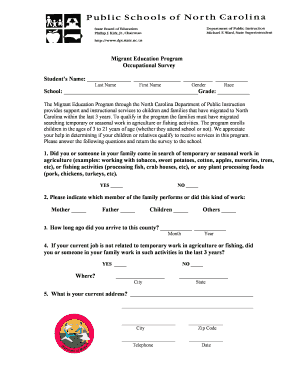 Migrant Education Program Occupational Survey