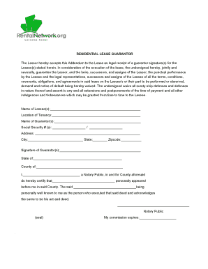 Residential Lease Guarantor Addendum