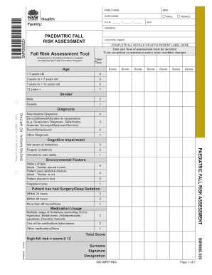 Paediatric Fall Risk Assessment Form