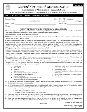 EpiPen Authorization Form