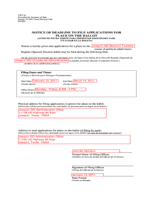 Texas Election Ballot Application Notice
