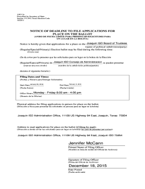 Texas Election Ballot Application Notice