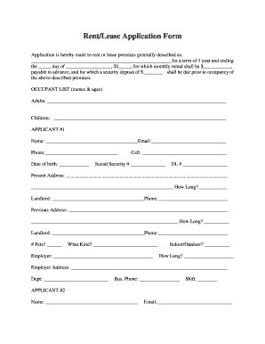 Rent/Lease Application Form