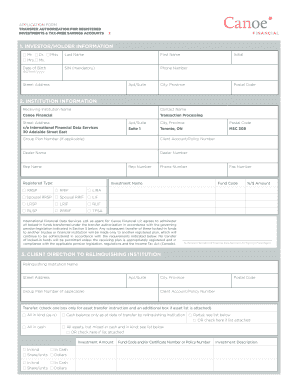 Transfer Authorization for Registered Investments and Tax-Free Savings Accounts