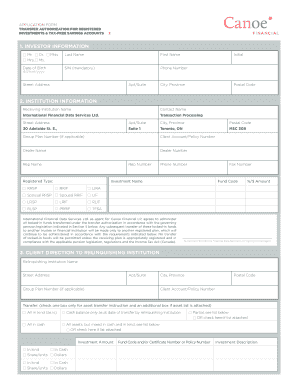 Transfer Authorization for Registered Investments & Tax-Free Savings Accounts