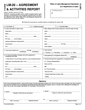 LM-20 Labor-Management Activities Report