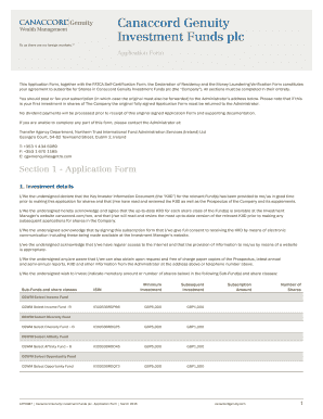 Canaccord Genuity Investment Funds Application Form