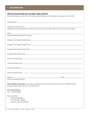 Employer Registration Form for Electronic Funds Transfer