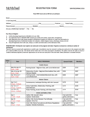McMichael Canadian Art Collection Registration Form