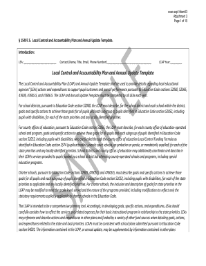 California Local Control and Accountability Plan Template