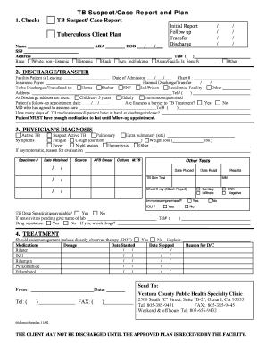 Tuberculosis Suspect/Case Report and Plan