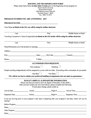 Housing and Transportation Form