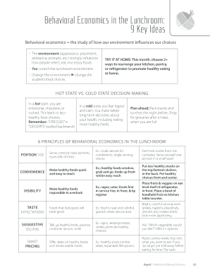 Behavioral Economics in the Lunchroom