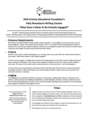 Arizona Polly Rosenbaum Writing Contest Entry Form