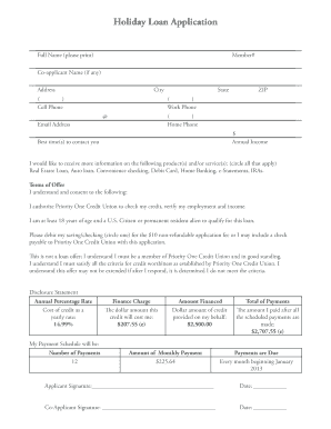 Holiday Loan Application