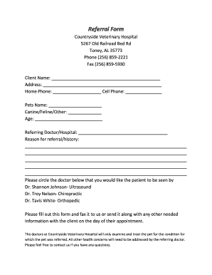 Veterinary Referral Form