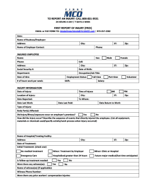 First Report of Injury Form