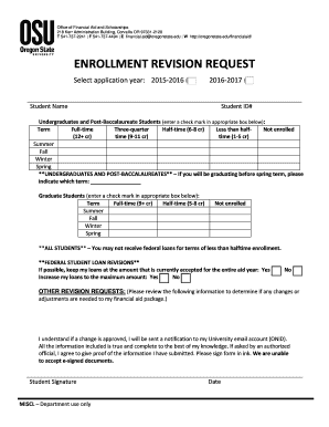 Enrollment Revision Request Form