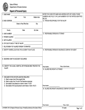 Illinois Personal Injury Report Form