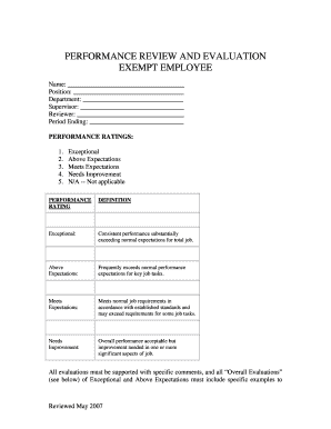 Exempt Employee Performance Review Form