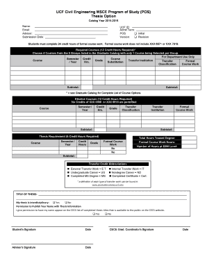 UCF Civil Engineering MSCE Program of Study POS Thesis