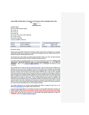 Canara HSBC Life Insurance Welcome Letter