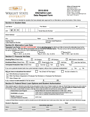 Alternative Loan Data Request Form