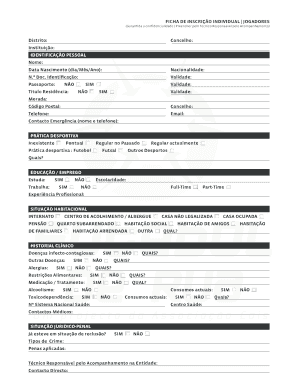 FICHA DE INSCRIÇÃO INDIVIDUAL | JOGADORES