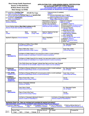 New Jersey Vital Record Application