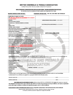BSPA Equine Passport Application Form