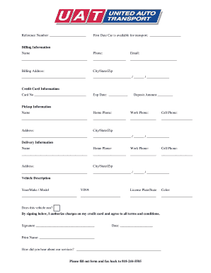 United Auto Transport Vehicle Shipping Agreement