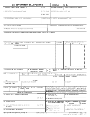 US Government Bill of Lading
