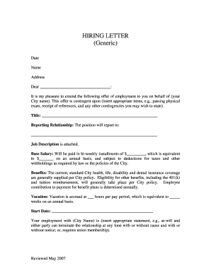Generic Employment Offer Letter