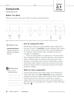 Science Worksheet Ionic and Covalent Compounds