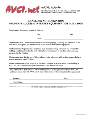 Landlord Authorization for Internet Equipment Installation