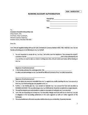 Running Account Authorization