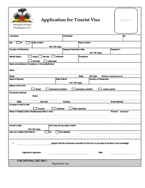 Haiti Tourist Visa Application