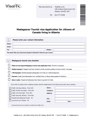 Madagascar Tourist Visa Application