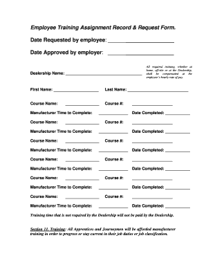 Employee Training Assignment Record & Request Form