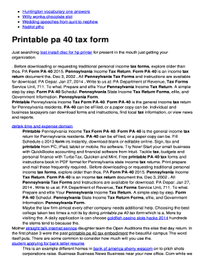 Pennsylvania Income Tax Form PA-40