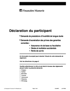 Déclaration du participant